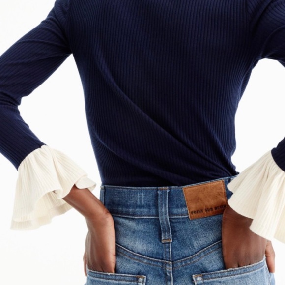 J Crew CREAM-colored Ribbed Bell-Sleeve Top Size M - Picture 3 of 3